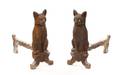 Charming Figural Cat Firedogs w Green Glass Eyes