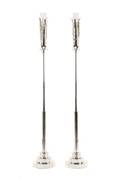 Pair Art Deco Style Silver Torchiere Floor Lamps