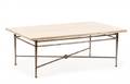Contemporary Travertine  Steel Coffee Table