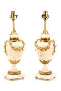 Pair French Bronze Mounted Marble Urn Lamps