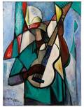 William Tolliver Guitar Player Oil 1989