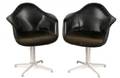 Pair of Eames Black Vinyl Swivel Shell Chairs