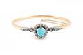 14k Gold Turquoise  Diamond Bracelet 19th C