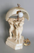 Figural marble lamp