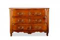 French Cherry 3 Drawer Serpentine Commode 19th C