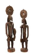 Pair Large African Senufo Carved Ancestor Figures