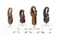 Group of 4 Hand Carved Figural Heddle Pulleys