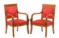 Pair of French Empire Style Upholstered Armchairs