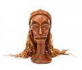 African Chokwe Carved  Shell Accented Bust