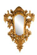 19th C Italian Giltwood Shell  Grape Wall Mirror