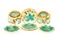 Collection Of Seven Green Yellow Majolica Plates