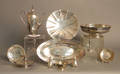Group of sterling silver tablewares to include deco compotes