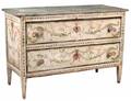 ITALIAN POLYCHROME PAINTED AND FAUX MARBLE TOP COMMODE