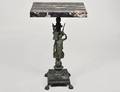 PATINATED METAL AND MARBLE PEDESTAL