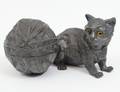 PEWTER CAT AND YARN INKWELL