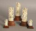 Five carved ivory Hindu deities