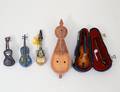 GROUP OF FIVE MINIATURE STRINGED MUSICAL INSTRUMENTS