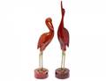 TWO CARVED AND LACQUERED WOOD WADING BIRDS
