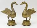 PAIR OF BRASS BIRD FORM CENSERS
