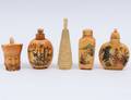 GROUP OF FIVE IVORY SNUFF BOTTLES