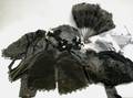 Two Victorian Ladys Hats a Black Feather Fan Two Jet Beaded Shoulder Collars and Pieces of Lace Trim and Beading