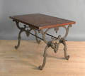 French butchering table with iron base