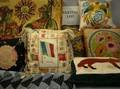 Large Group of Decorative Pillows Assorted Quilts and Textiles