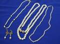 Long Strand Cultured Pearls with Two Other Pearls Necklace and Earrings