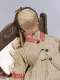 Primitive Inkdrawn Doll in Bed with Quilt