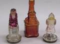 Three Glass Christmas Candy and Liquer Containers