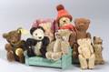 Group of Small Bears and Dollhouse Furniture