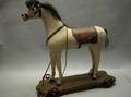 Large White Painted Wooden Horse Pull Toy