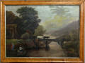 Oil on canvas primitive landscape