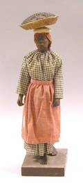 Plaster Model of Black Woman in Traditional Cotton Clothing Carrying Basket of Produce