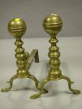 Pair of Brass Belted Balltop Andirons