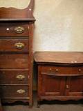 Late Victorian Oak Tall Chest and Commode with Towel Bar