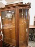 Late Victorian Carved Oak Demilune China Cabinet