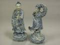 Pair of Japanese Blue and White Porcelain Deity Figures