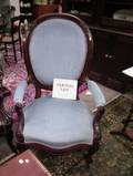 Victorian Rococo Revival Upholstered Walnut Parlor Armchair and a Victorian Walnut Stand