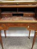 Louis XVI Style Marbletop Tulipwood Parquetry Cylinder Writing Desk