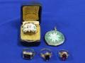 Three Gemset Rings Sterling and Enamel Ring and an Enamel Locket