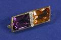 14kt Bicolor Gold Citrine Amethyst and Diamond Pin