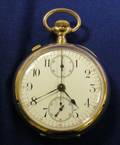 14kt Gold Openface Chronograph Pocket Watch Agassiz