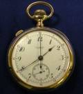 14kt Gold Openface Chronograph Pocket Watch C H Meylan Brassus