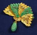 18kt Gold Jadeite and Diamond Brooch
