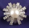 Diamond and Cultured Pearl Ring
