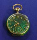 14kt Gold and Enamel Openface Pocket Watch Spaulding  Co Chicago