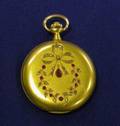 Edwardian 18kt Gold Ruby and Diamond Pocket Watch Swiss