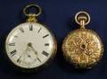 Two 14kt Gold Pocket Watches HE Hillmann  Co J W Moir