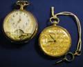 Two Antique 18kt Gold Openface Pocket Watches Freres Bello and Swiss